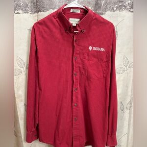 INDIANA. IU men’s button up checked shirt.
